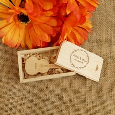 Personalized Wooden USB Flash Drive and Box, Wedding USB, Guitar Style
