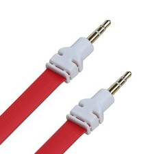 Flat Tangle Free 3.5mm Plug Male to Male Stereo Auxiliary Aux Cable 3ft - Red