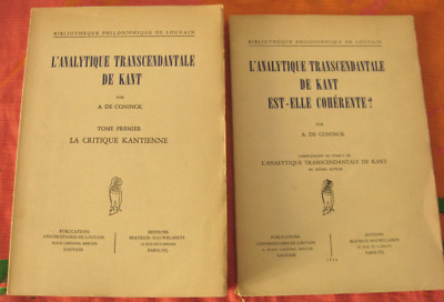 Kants Transzendentalanalytik. A.De Coninck. Ed. Beatrice. Band I°. 1955