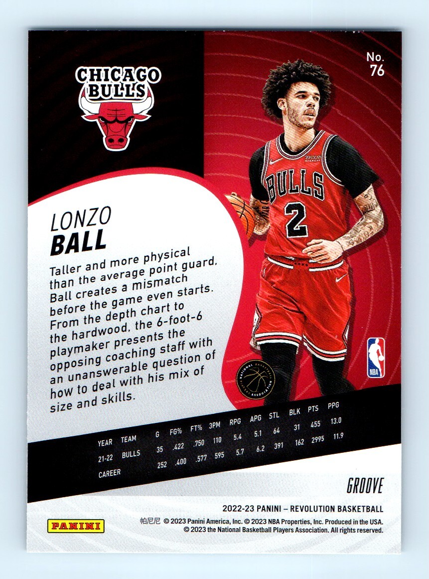 2022-23 Panini Revolution Lonzo Ball Chicago Bulls #76 Groove | eBay