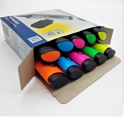   Textmarker 10er Set Leuchtmarker mit Keilspitze 5 versch. Farben wählbar 2-5mm