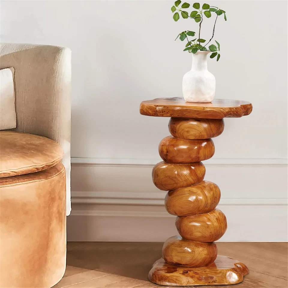 GREENAGE Cedar Roots Multibeads Stand Stool Tree Stump Side Table 23.6" H Rustic - Image 4 of 4