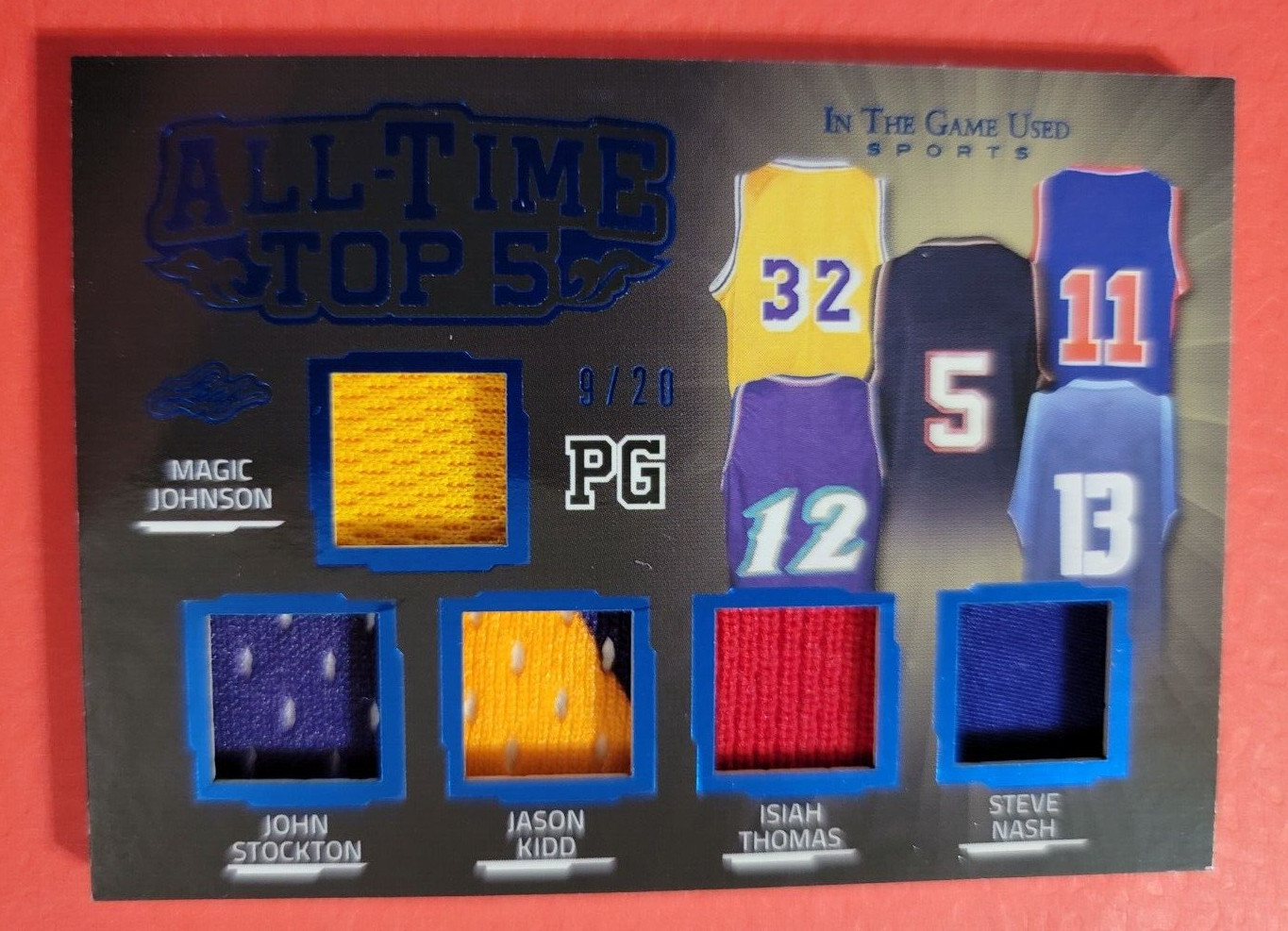MAGIC JOHNSON STEVE NASH JASON KIDD ISIAH THOMAS JOHN STOCKTON JERSEY CARD #9/20