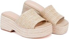 Platform Wedge Sandals Natural Jute Raffia Open Toe Heel Sandal 8 1/2 Fit