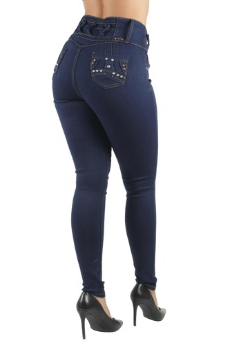 Women's Plus \ Juniors Colombian Design Mid Waist Butt Lift Push Up Skinny Jeans - Picture 2 of 24