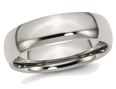 Mens 6mm Polished Comfort Fit Titanium Wedding Band Ring
