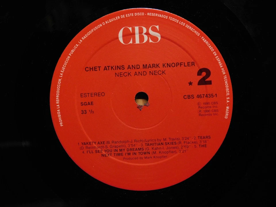 Mark Knopfler Chet Atkins Folk Spain LP Neck And Neck on CBS - Image 4 of 4
