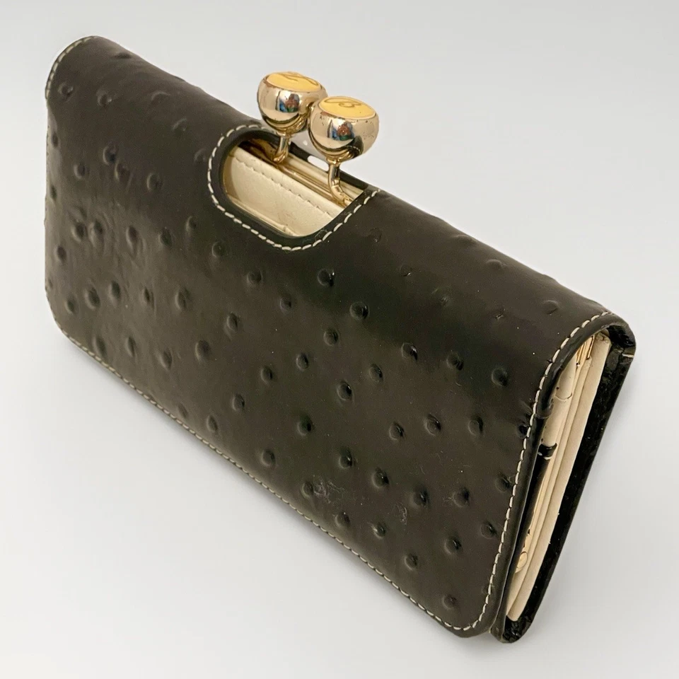 Carteira Ted Baker Bobble preta couro envernizado embreagem avestruz - Imagem 2 de 4