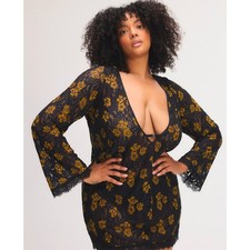 Savage X Fenty Feline Floral Shift Black Dress XS