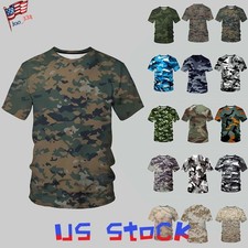 Mens Short Sleeve T-shirt Camouflage Tee Camo Tactical Camouflage Casual T shirt