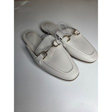 A New Day Women's Sz 8 Off White Bone Sandy Flat Shoes NEW Silver Horsebit