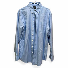 Jos. A. Bank Traveler Traditional Fit Blue Solid Button-Down Dress Shirt 16.5 35