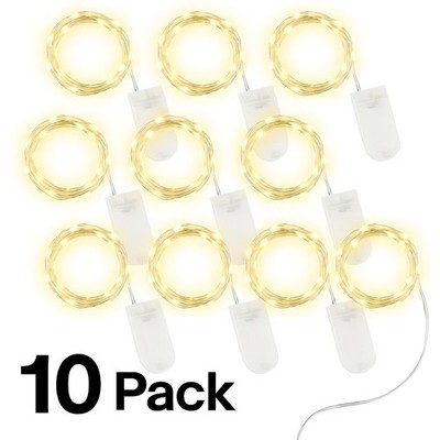 Lot of 10   7ft 20 LED Warm White Fairy String Lights Battery Operated 3 Modes