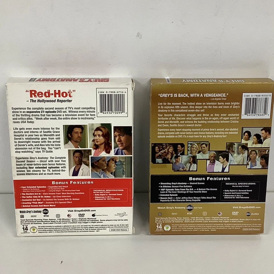 Grey's Anatomy The Complete Second and Fifth Season DVD's (158) #333 - Image 2 of 4