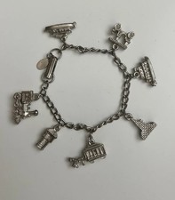 Walt Disney Productions Transportation Vehicles Silver Charm Bracelet