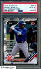 #2 2019 Bowman Paper Prospects #BP35 Miguel Amaya RC Rookie Cubs PSA 10 GEM MINT