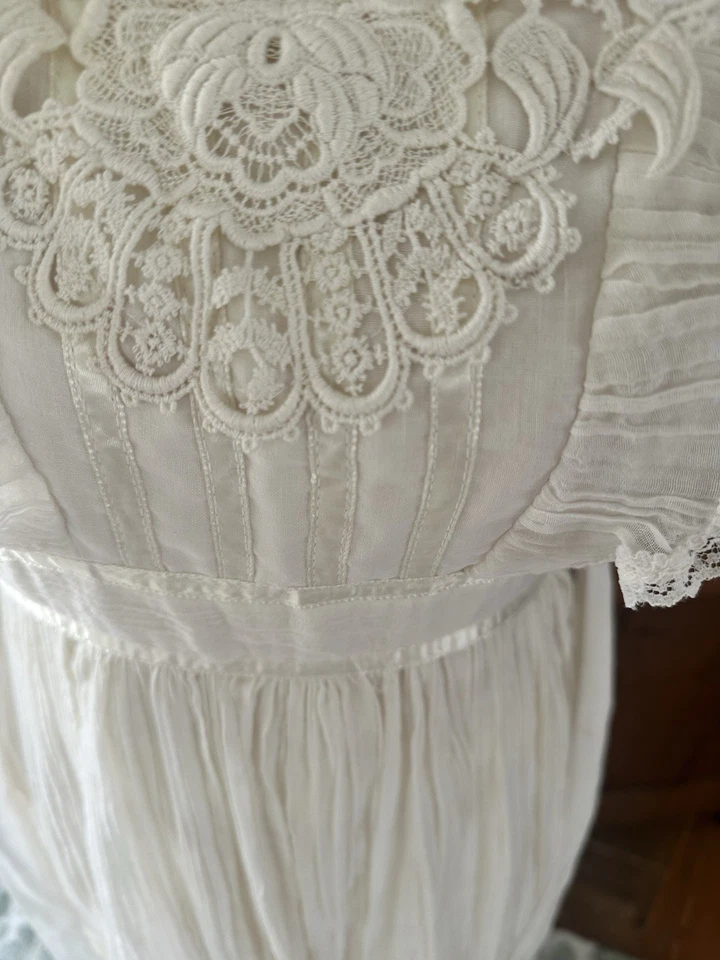 Vestido Jessica McClintock Gunne Sax Vintage Años 70 Marfil Suave, Marfil Encaje Impecable Foto 4 de 4