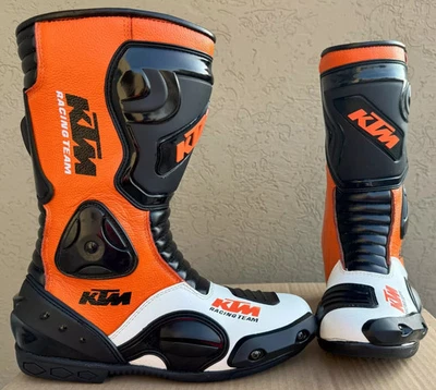 KTM Leather Motorcycle Boots CE Certified Men’s Motorbike Protective Footwear
