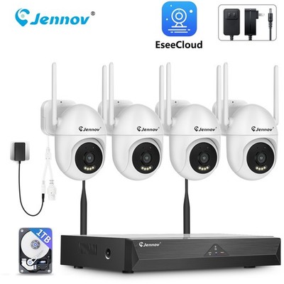 JENNOV 5MP Wireless PTZ Security Camera System WiFi Outdoor 1TB 10CH Home NVR