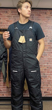 Carhartt Black Insulated Bib Overalls Nylon Canvas Med Tall Workwear Men MPN