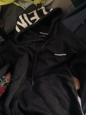 calvin klein jeans black pullover hoodie logo mens medium