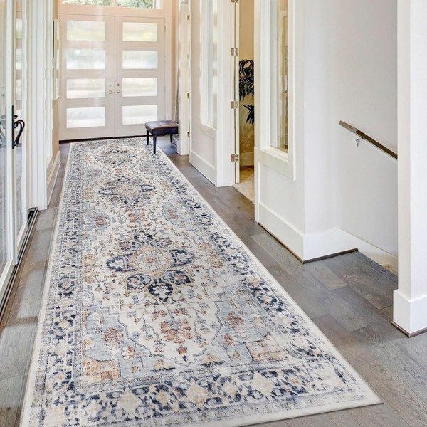 Homcomodar Distressed LäUfer Teppich FüR Flur 80X300Cm Vintage Flur Runner-image