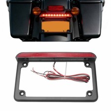 Universal Motorcycle Led 7x4 Inches Flat License Plate Frame W Brake Tail Light