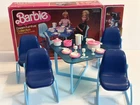 Vintage 1978 Barbie Dream Furniture Collection Blue Dining Table & Chairs #2475