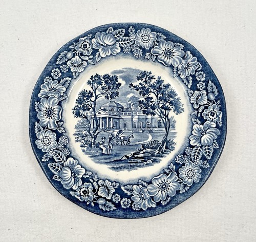 LIBERTY BLUE Staffordshire England 6” Bread Plate ~ Excellent