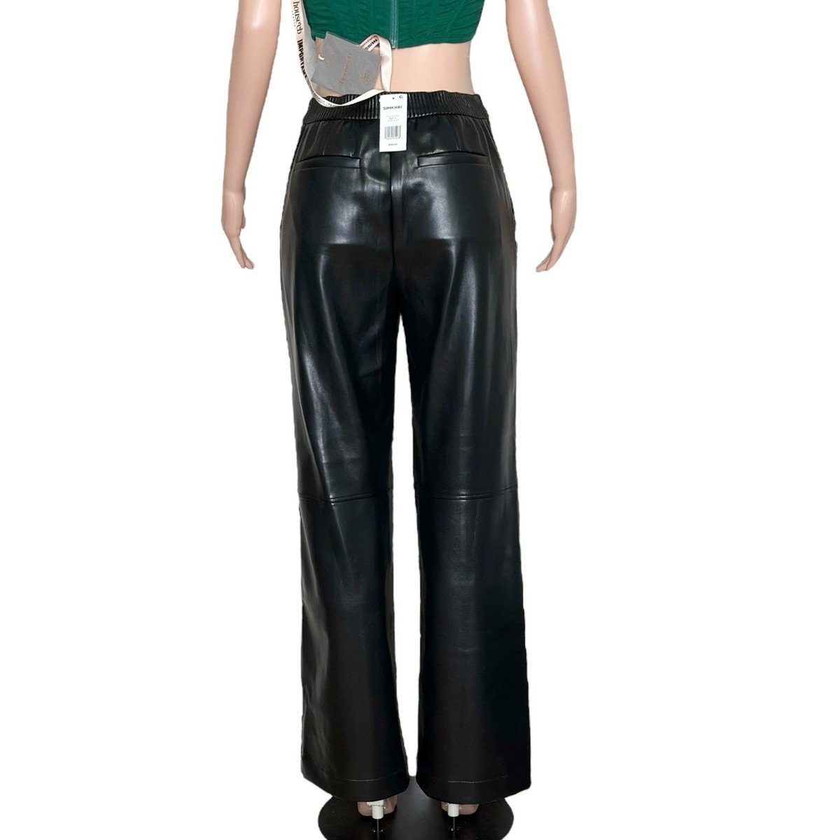 $445 NWT SIMKHAI Mackenzie Vegan Leather Pants, Black, 8 (US) | eBay display picture 1
