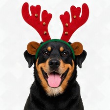 Dog Reindeer Antlers Headband Christmas Holiday Costume for Medium Large Dogs