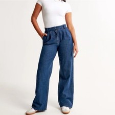 ABERCROMBIE & FITCH Sloane Tailored Wide Leg Jean Trousers Sz 31/12R $100 {N37}