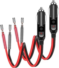12V Cigarette Lighter Male Plug with Leads 2 Pack 16AWG