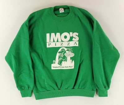 Imo's Pizza VTG 90s Jerzees Sweatshirt Green Long Sleeve Mens XL