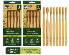 Rite Aid Adult Bamboo Toothbrushes Soft Bristles Eco Friendly 2 pack 8 pcs total