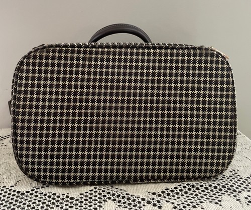 London Fog Oxford Cabin Bag Brown and Cream Houndstooth Carry On Bag Gently Used - Picture 9 of 13