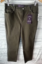 Gloria Vanderbilt 6 Petite 6p NEW Amanda Soft Touch Olive Jeans Pockets J117