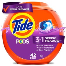 PODS Liquid Laundry Detergent Packs, Spring Meadow Scent, 42 Count