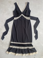 ASO Rory Gilmore Girls Express Dress Sz 9/10 Womans Black Lace Trim Y2K Vtg 90s