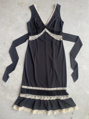ASO Rory Gilmore Girls Express Dress Sz 9/10 Womans Black Lace Trim Y2K Vtg 90s