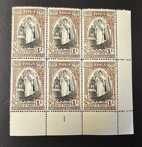 TONGA 1944 Silver Jubilee Sc 86. SG 87 Queen Salote's Ascession  BK MNH PLATE #1