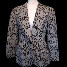 Christian Dior Brocade Jacquard Scrolls Dinner Jacket Blazer Vintage 90s Sz 12