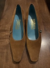 Salvatore Ferragamo Boutique CUP-TOE Pump Women  s Shoes Size 9 B Brown Suede