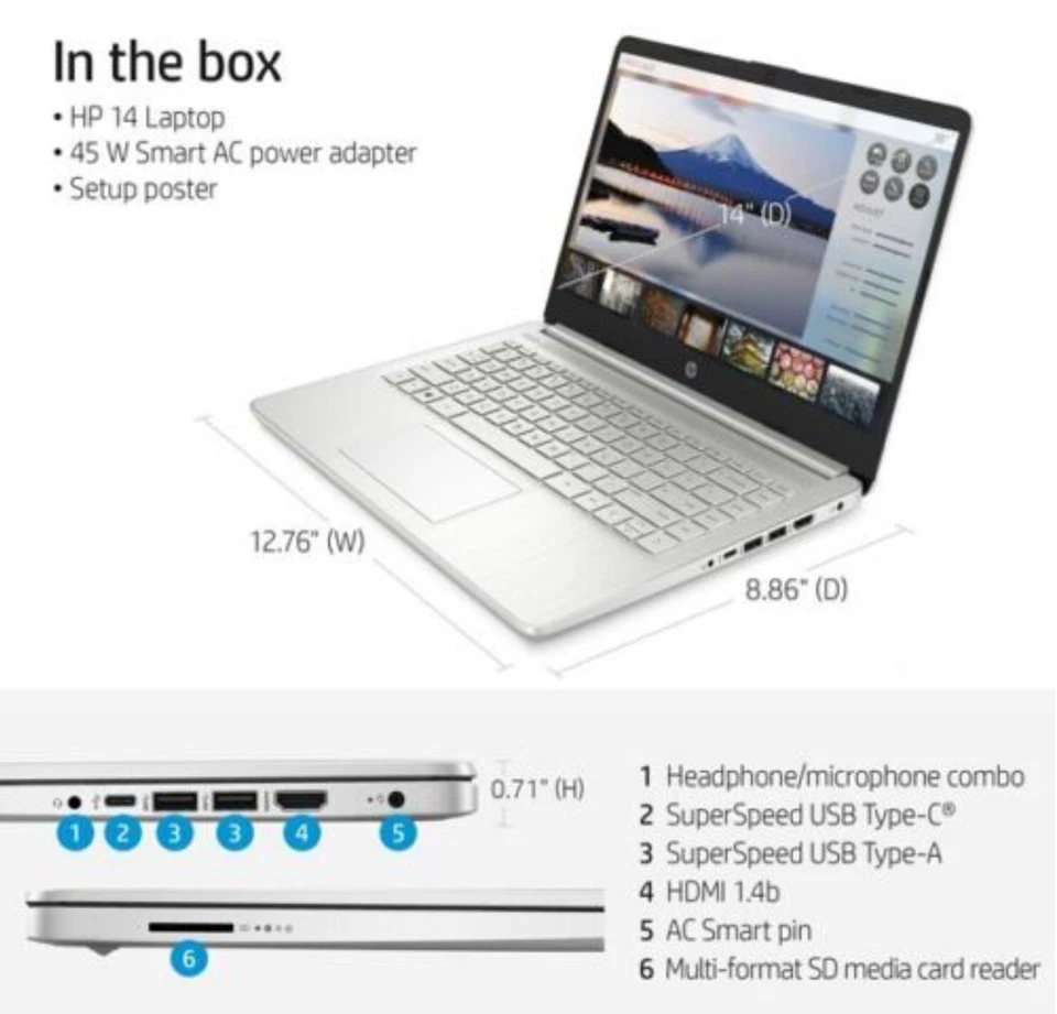 HP 14" FHD Laptop Notebook Ryzen 3 3250U(beat i3-8145U)  12GB RAM 512GB SSD New! - Image 2 of 4