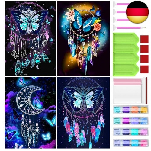 Diamond Painting Set, 4Er Diamant Painting Bilder, Diy 5D Diamant Painting-image