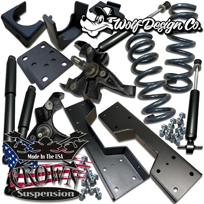  88-98 C1500 V6 5/6 Lowering Drop Kit Spindles Flip Shocks Kit Crown Suspension