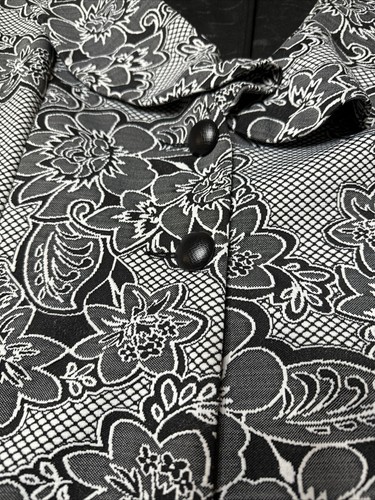 Nygard Women Jacket Blazer Size 14 Black White Floral Polyester Button - Picture 3 of 14