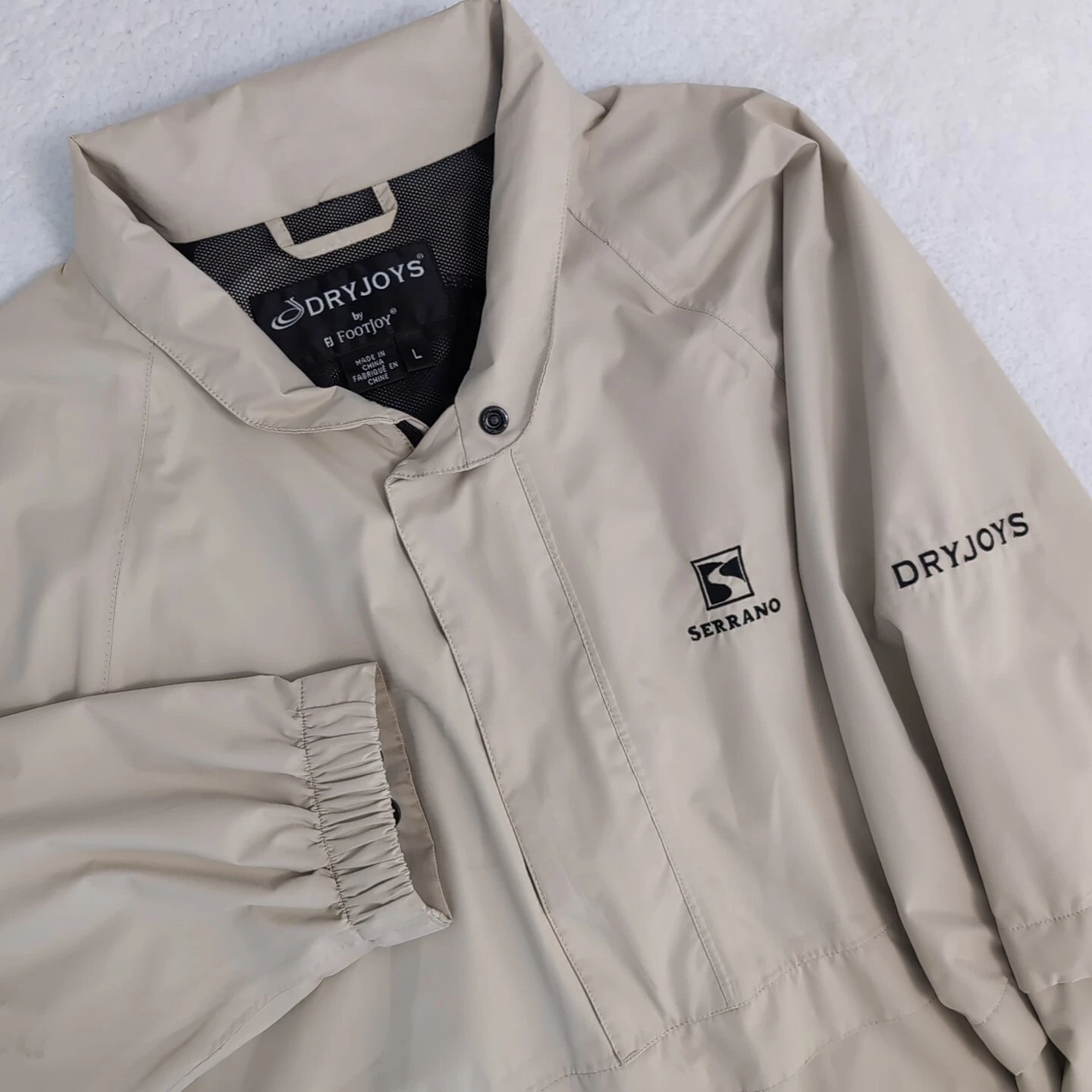 Footjoy Dryjoys Jacket Men's L Khaki Convertible Windbreaker Long Sleeve Adjust