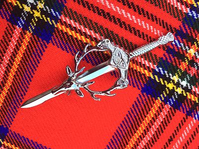 CC Scottish Kilt Pins Hirschkopf 4'' verchromt/keltisches Schwert Kilt Pin/Kilt Pins