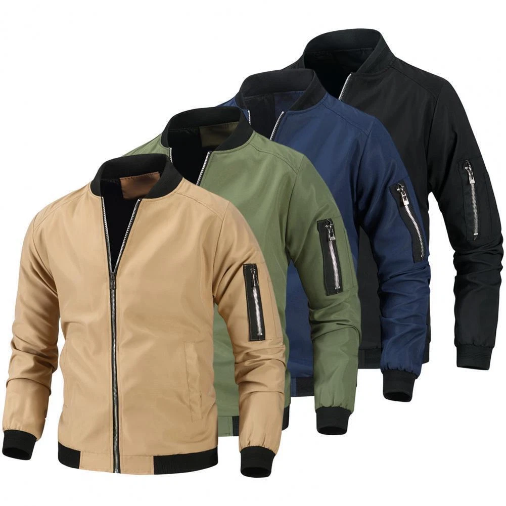 Men FullZip Baseball Jacket Lightweight Windbreaker Casual Spring Fall Thin Coat